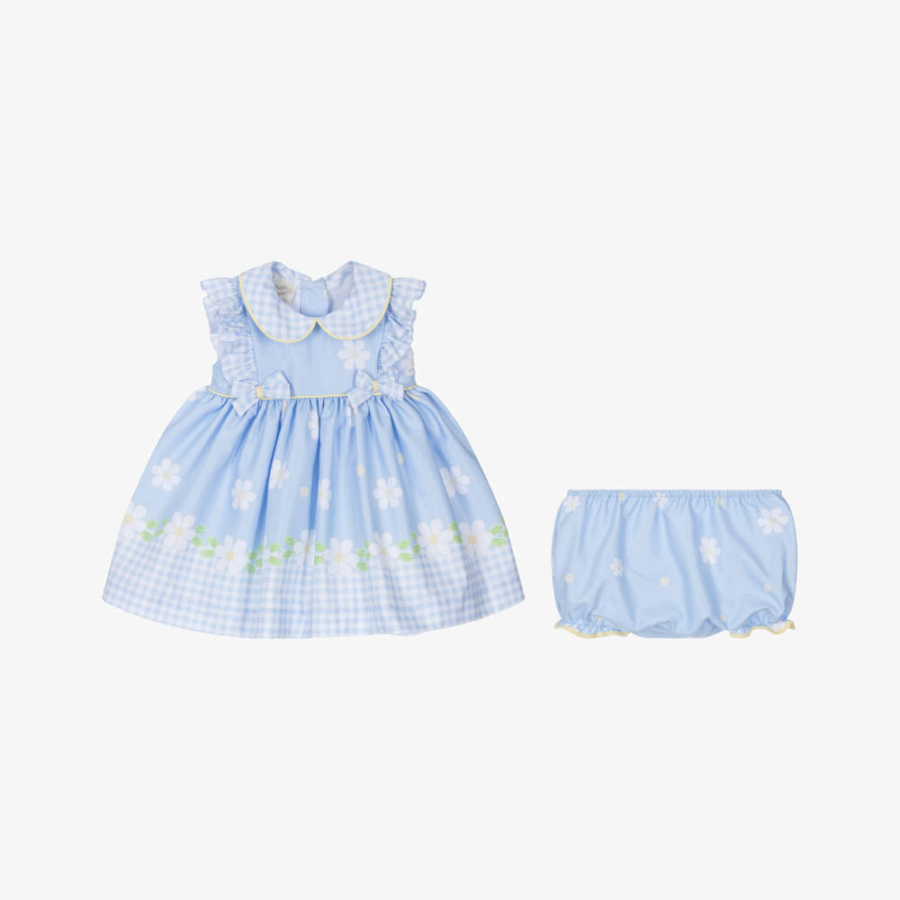 Pretty Originals-Girls Pale Blue Daisy Print Dress Set | Childrensalon Outlet