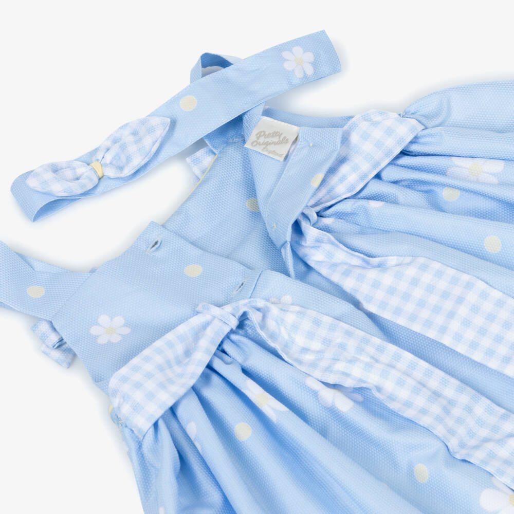 Pretty Originals-Girls Pale Blue Daisy Print Leggings Set | Childrensalon Outlet