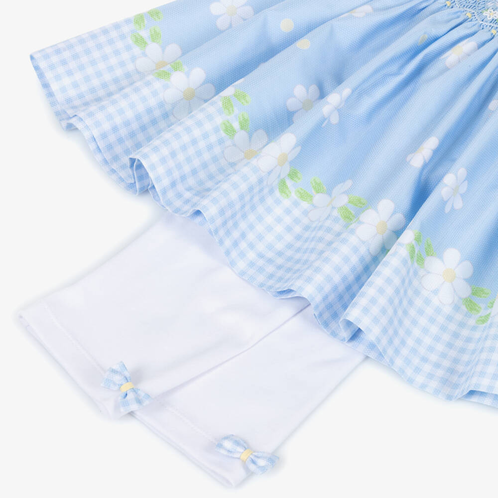 Pretty Originals-Girls Pale Blue Daisy Print Leggings Set | Childrensalon Outlet