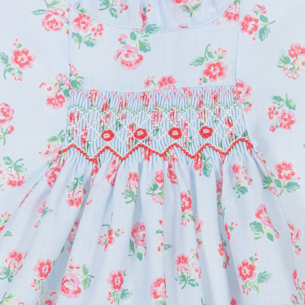 Pretty Originals-Girls Pale Blue Floral Print Dress Set with Headband | Childrensalon Outlet
