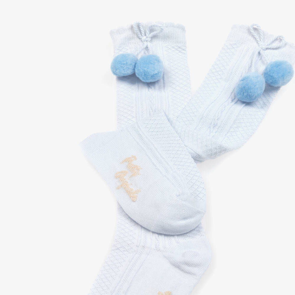 Pretty Originals-Мягкие голубые носки с помпонами для девочек | Childrensalon Outlet