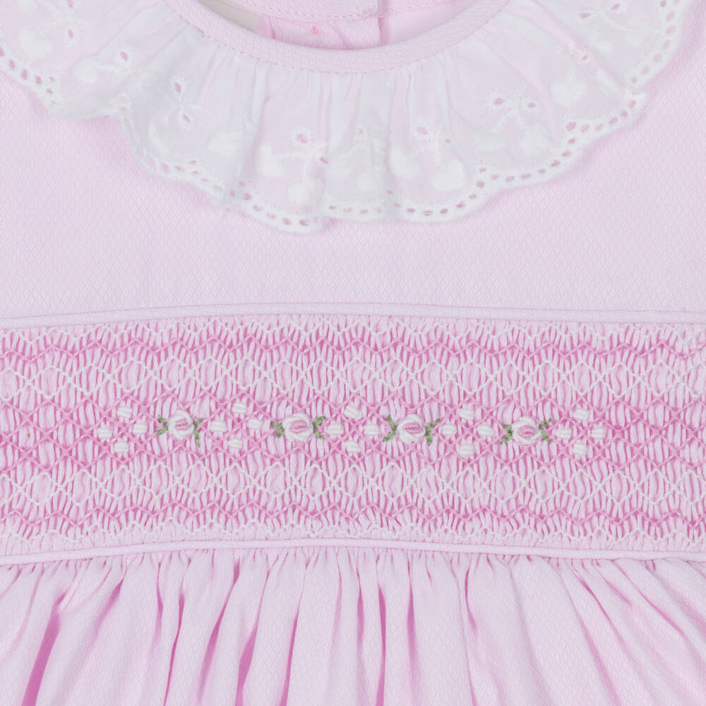 Pretty Originals-Girls Pale Pink Hand-Smocked Dress & Headband Set | Childrensalon Outlet