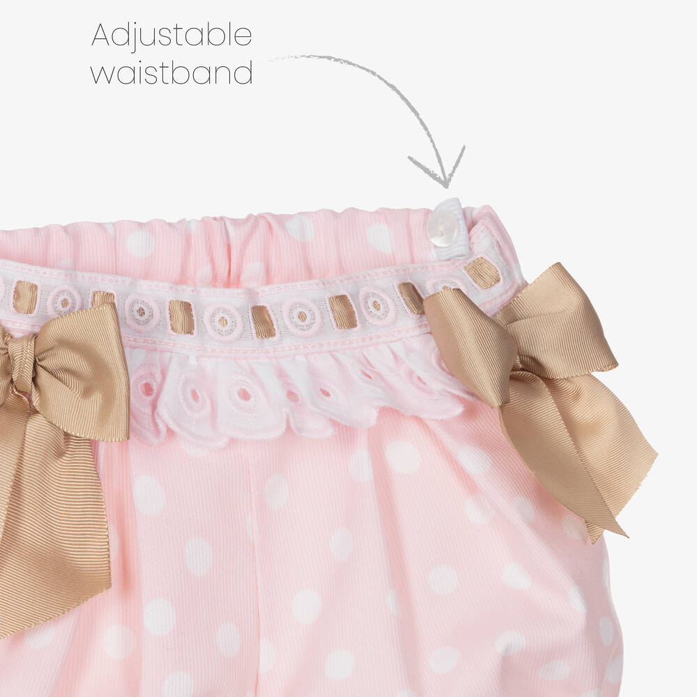 بريتي أوريجينال-طقم شورت وبلوزة أطفال بناتي مزيج قطن لون زهري وأبيض | Childrensalon Outlet