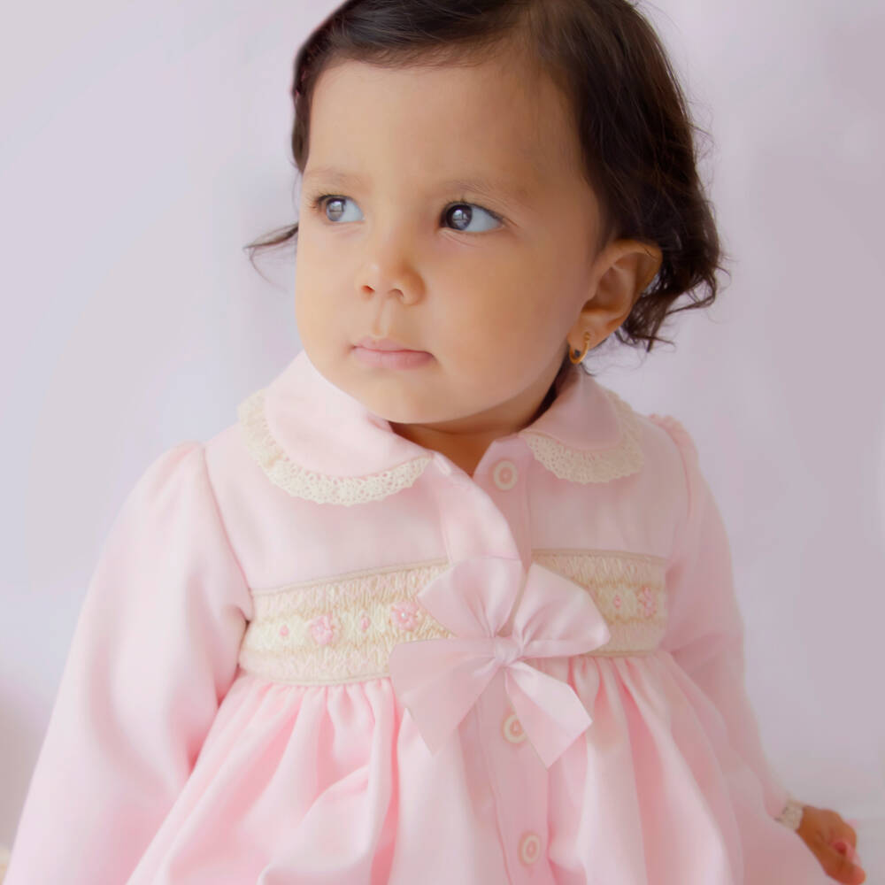 Pretty Originals-Girls Pale Pink Smocked Ensemble | Childrensalon Outlet