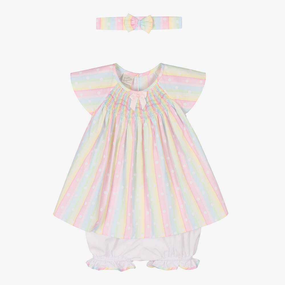 Pretty Originals - Girls Pink & Blue Smocked Dress Set | Childrensalon