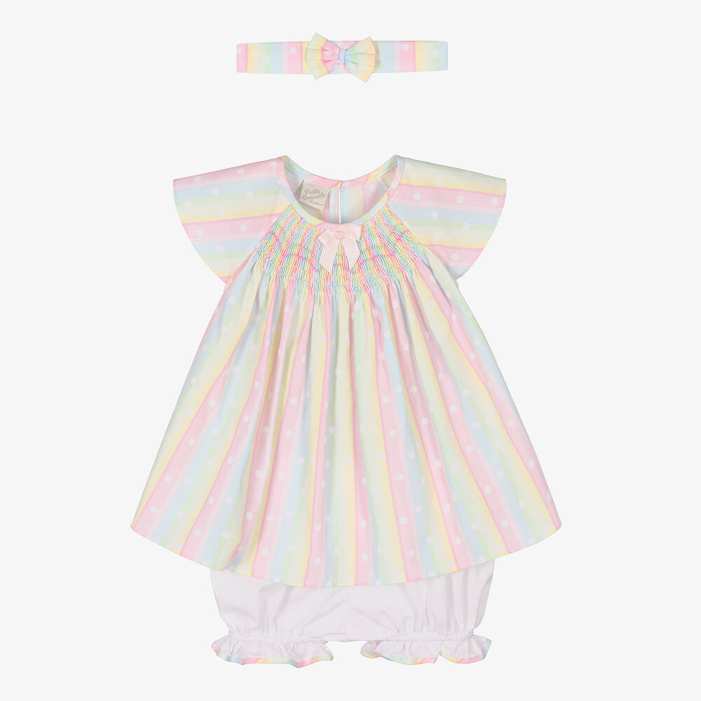 Pretty Originals-Girls Pink & Blue Smocked Dress Set | Childrensalon Outlet