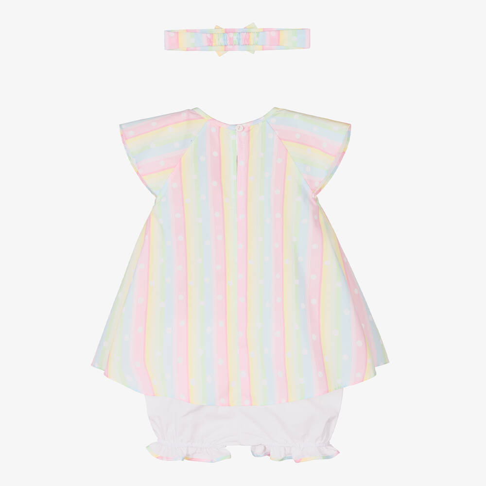 Pretty Originals-طقم فستان قطن بوبلين لون أزرق وزهري | Childrensalon Outlet