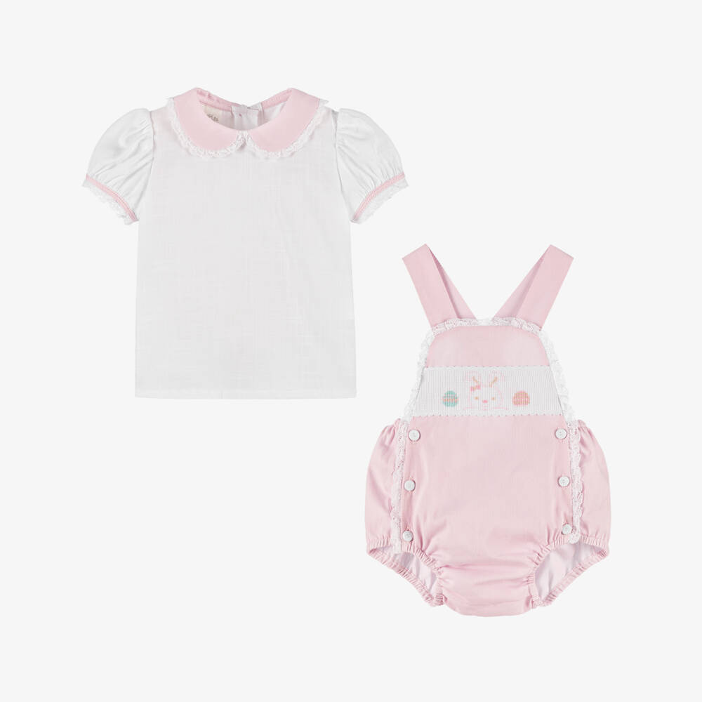 Pretty Originals-Розовый хлопковый комплект с зайчиком для девочек | Childrensalon Outlet