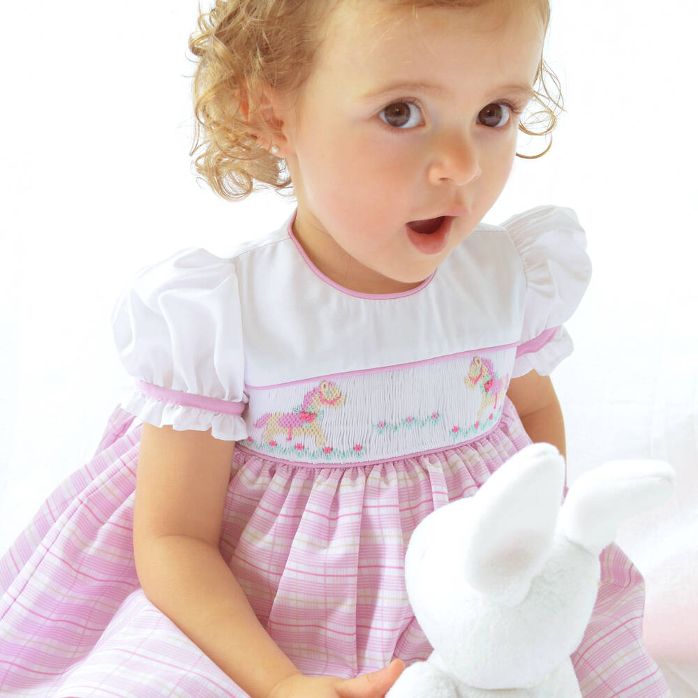 Pretty Originals-Розовое платье в клетку со сборками и трусики | Childrensalon Outlet