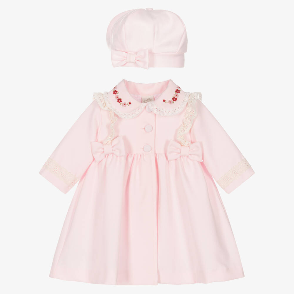 Pretty Originals - Girls Pink Coat & Hat Set | Childrensalon
