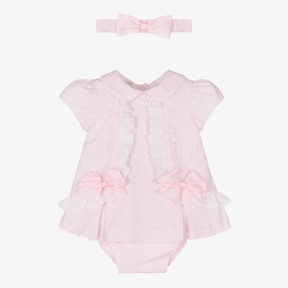 Pretty Originals - Girls Pink Cotton Dress Set | Childrensalon