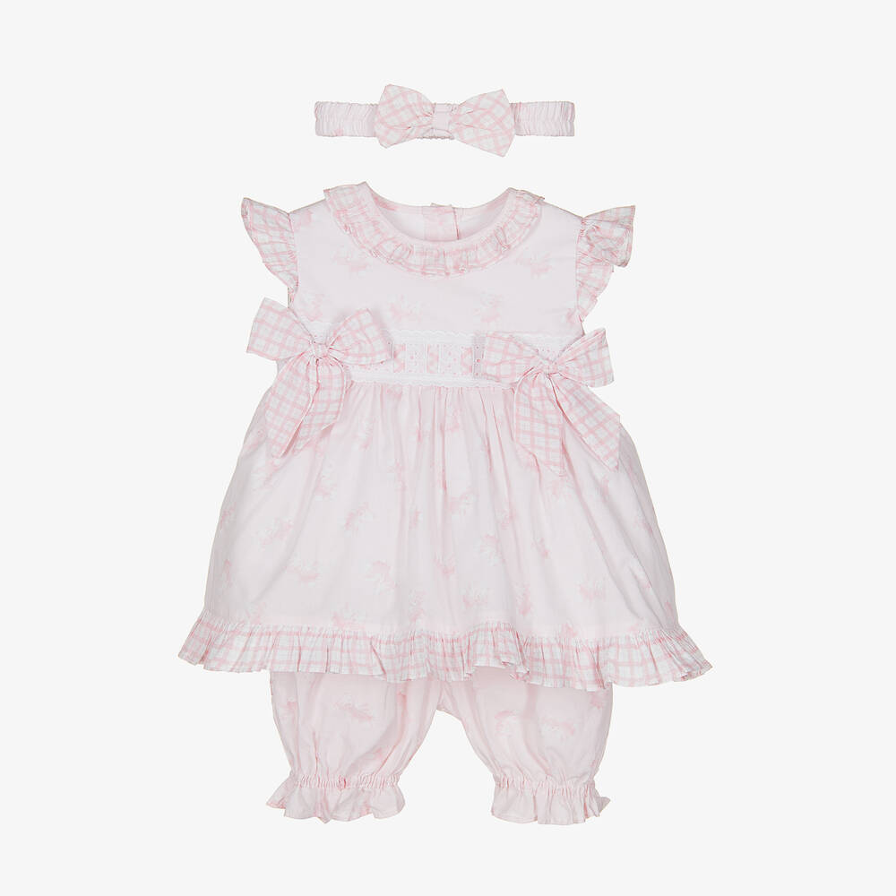 Pretty Originals - Girls Pink Cotton Dress Set | Childrensalon