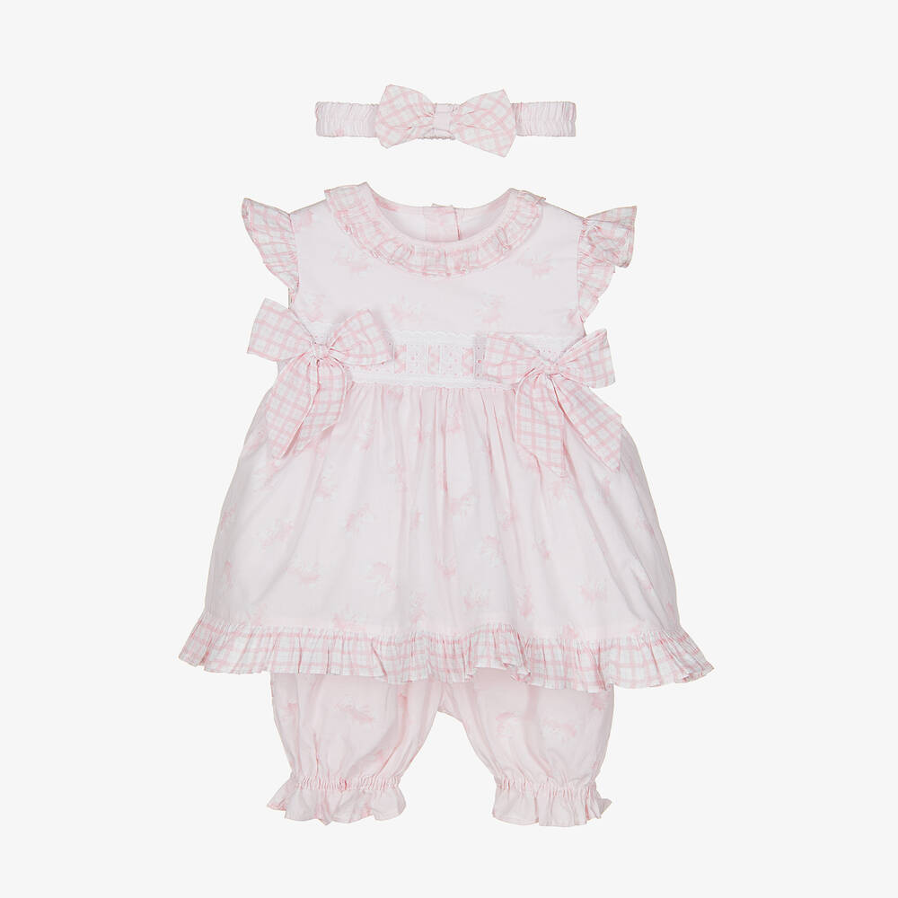 Pretty Originals-Girls Pink Cotton Dress Set | Childrensalon Outlet