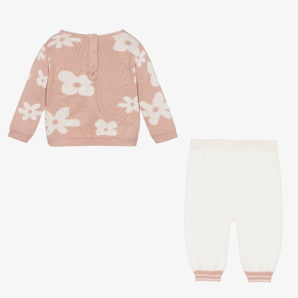 Pretty Originals-Girls Pink Cotton Knit Trousers Set  | Childrensalon Outlet