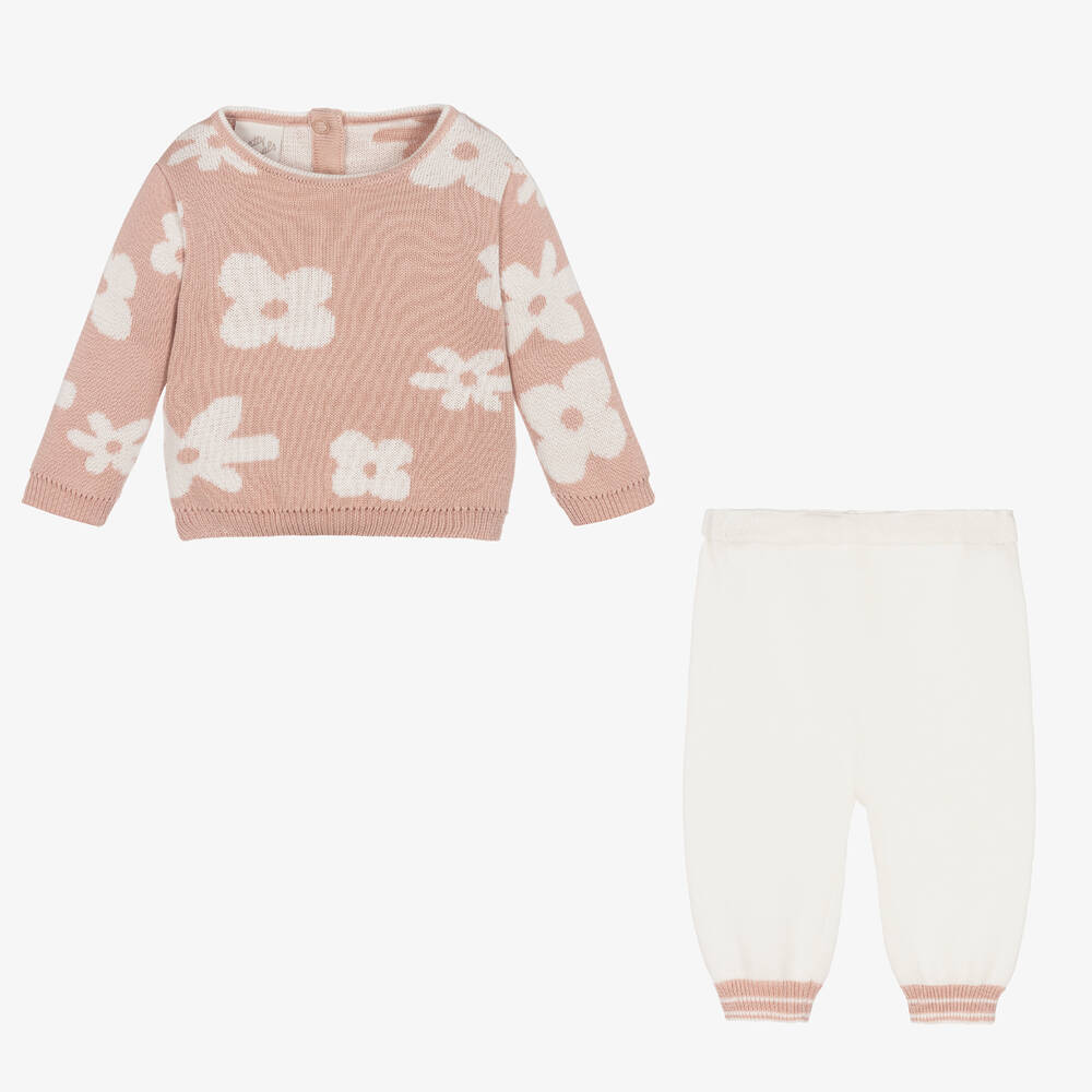 Pretty Originals-Girls Pink Cotton Knit Trousers Set  | Childrensalon Outlet