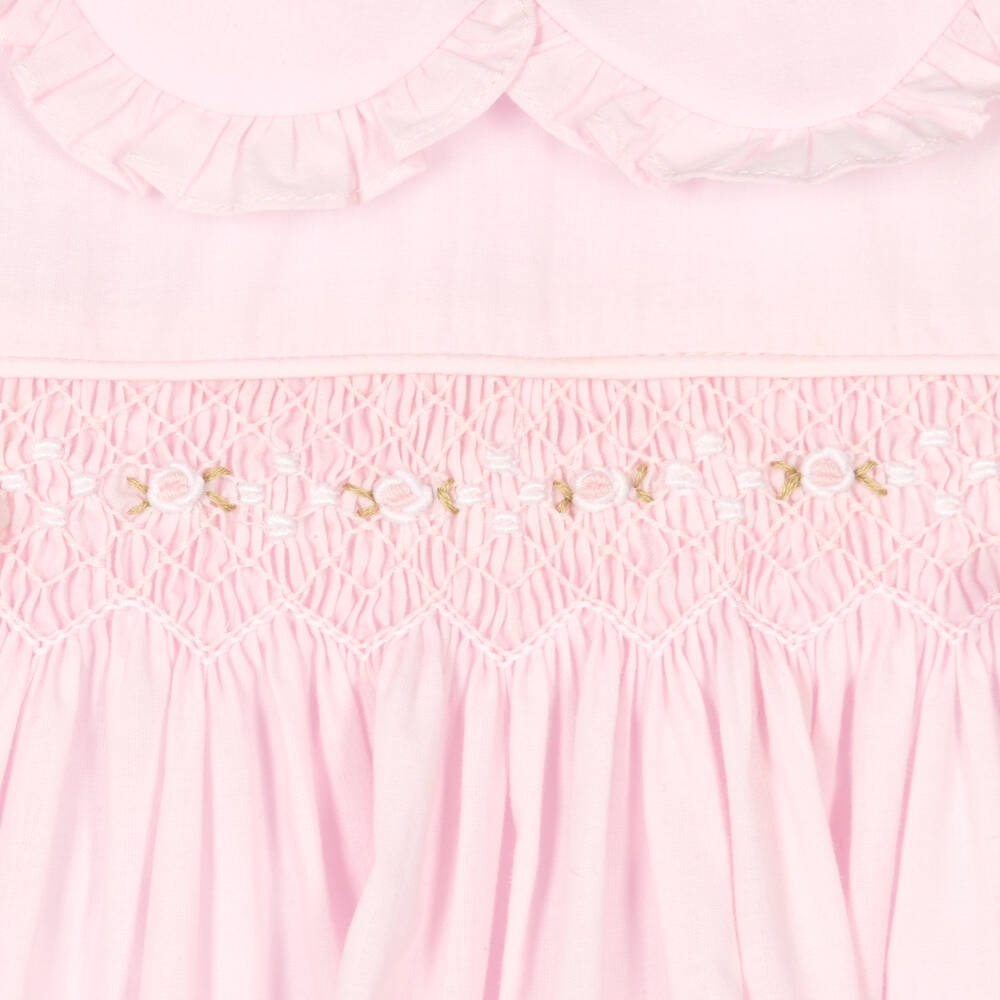 Pretty Originals-Girls Pink Cotton Smocked Dress Set | Childrensalon Outlet
