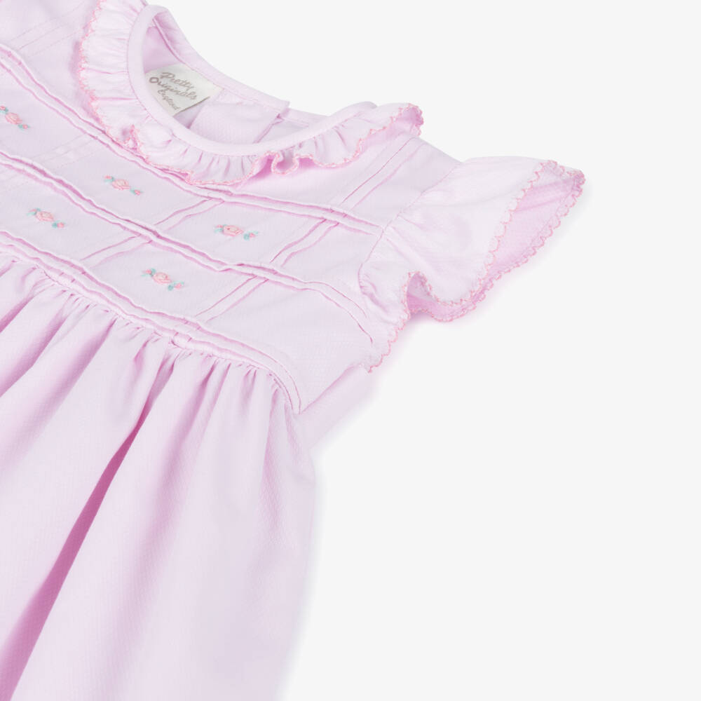 Pretty Originals-Хлопковое платье с цветочным узором для девочек в розовом цвете | Childrensalon Outlet