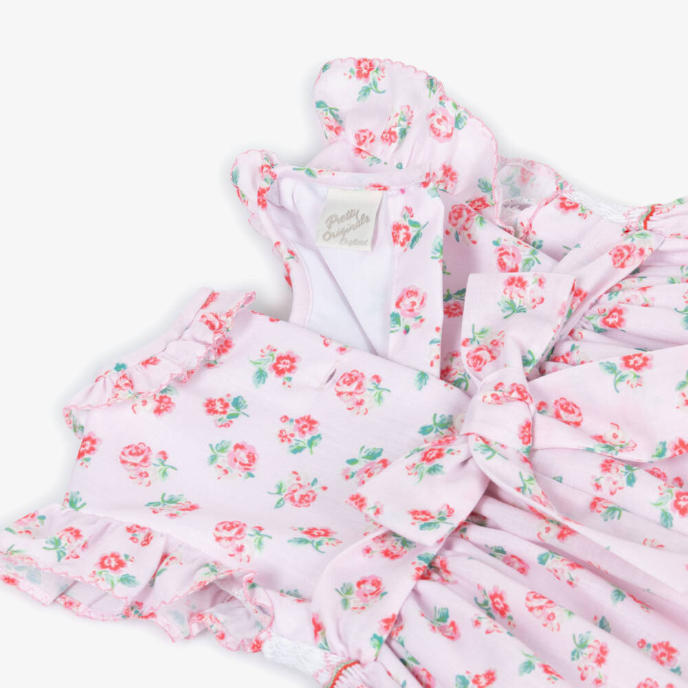 Pretty Originals-Girls Pink Floral Hand-Smocked & Embroidered Dress | Childrensalon Outlet
