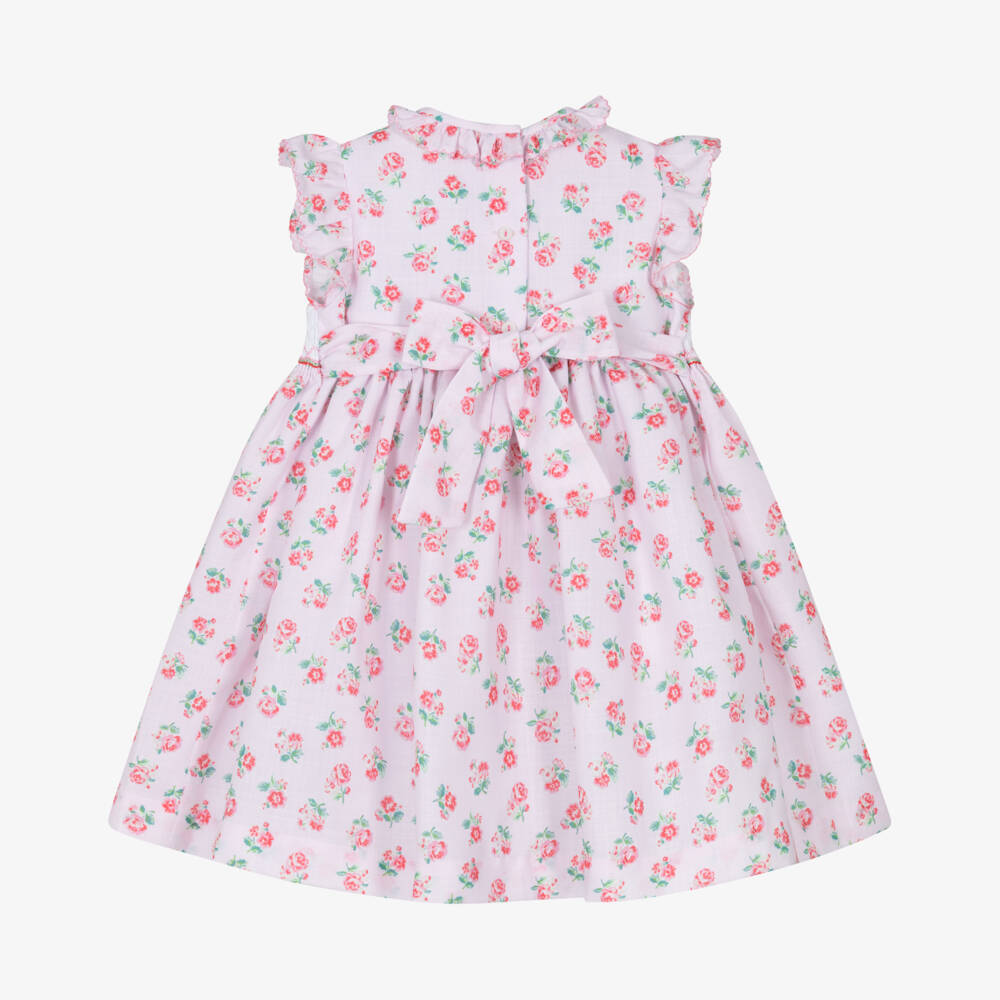 Pretty Originals-Girls Pink Floral Hand-Smocked & Embroidered Dress | Childrensalon Outlet