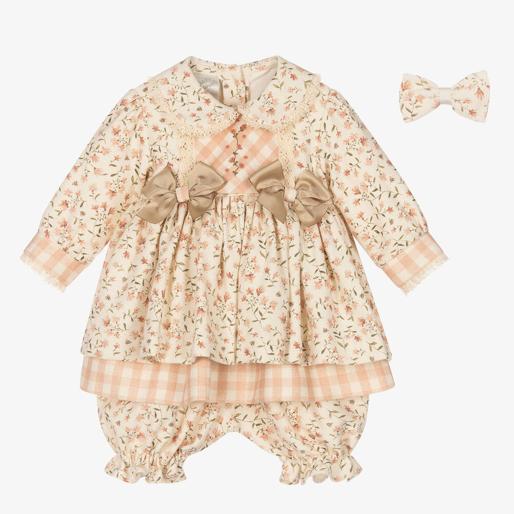 Pretty Originals - Girls Pink & Ivory Floral Dress Set | Childrensalon