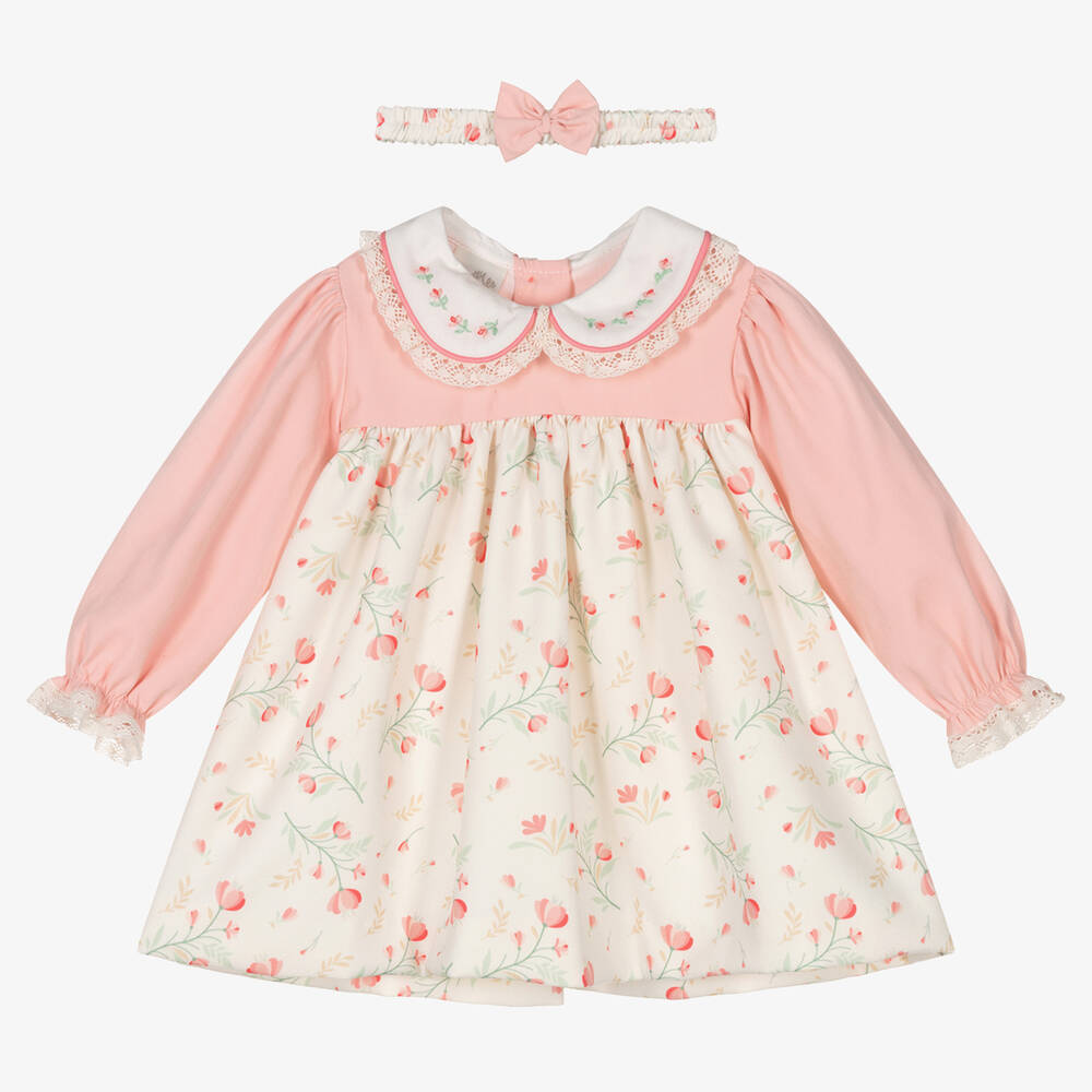 Pretty Originals - Girls Pink & Ivory Floral Print Dress Set | Childrensalon