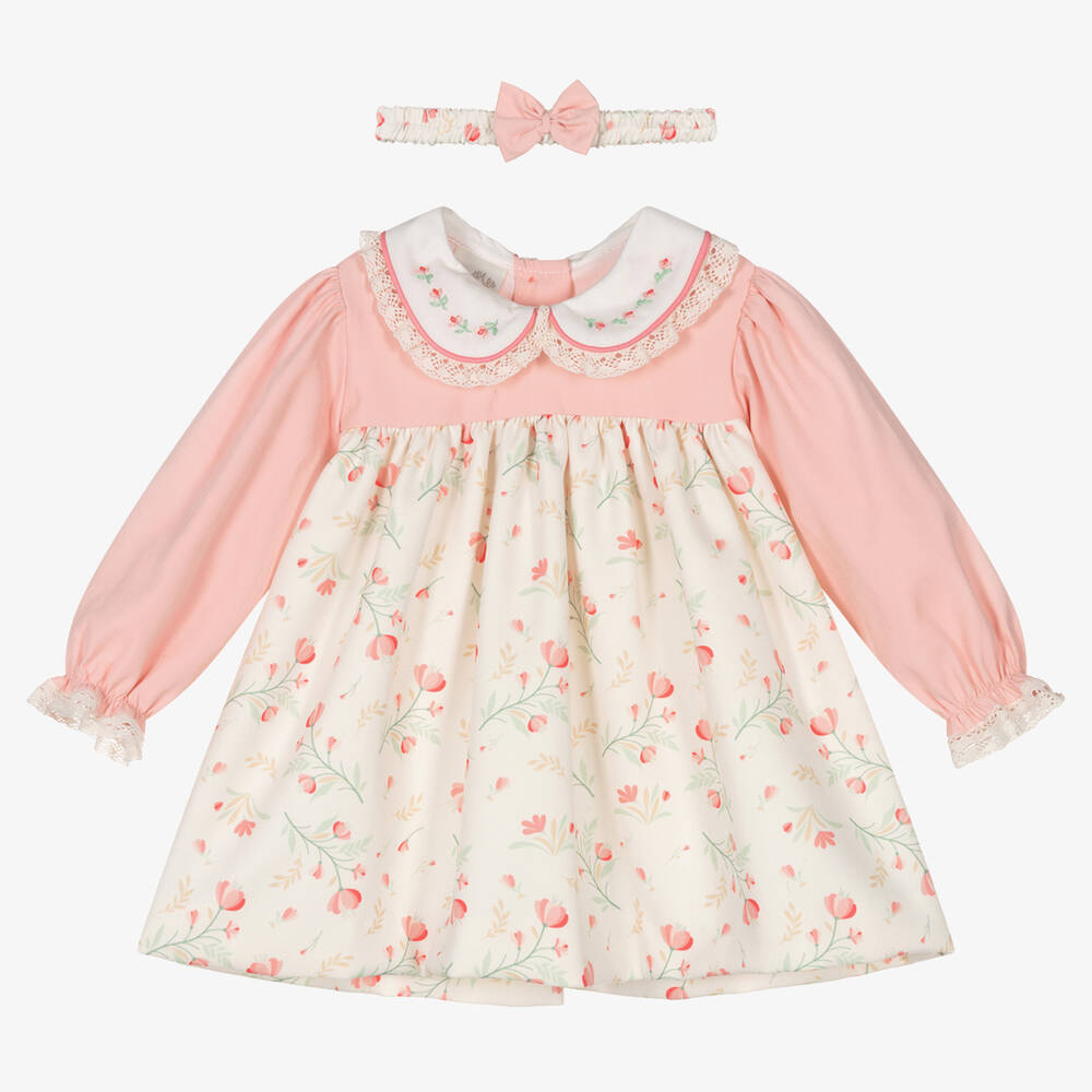 Pretty Originals-Кремово-розовое платье и повязка на голову в цветочек | Childrensalon Outlet
