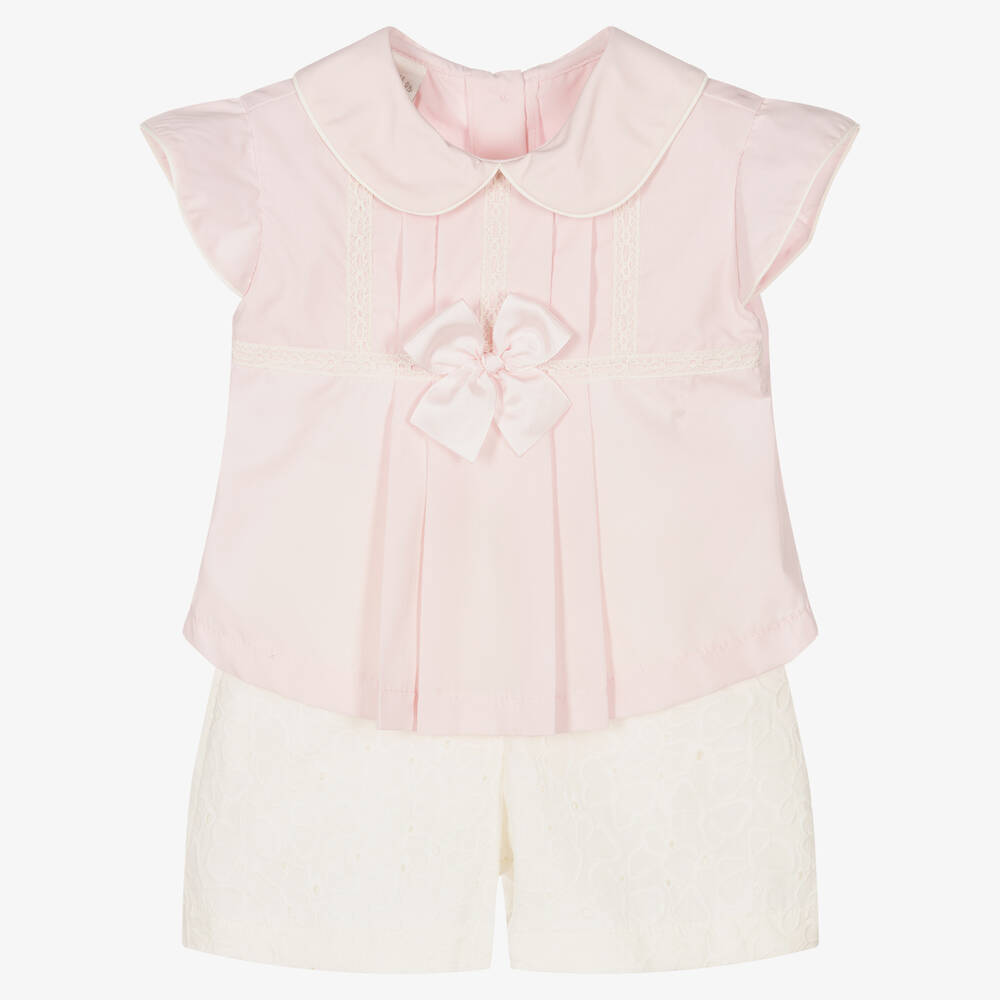 Pretty Originals-Girls Pink & Ivory Shorts Sets | Childrensalon Outlet