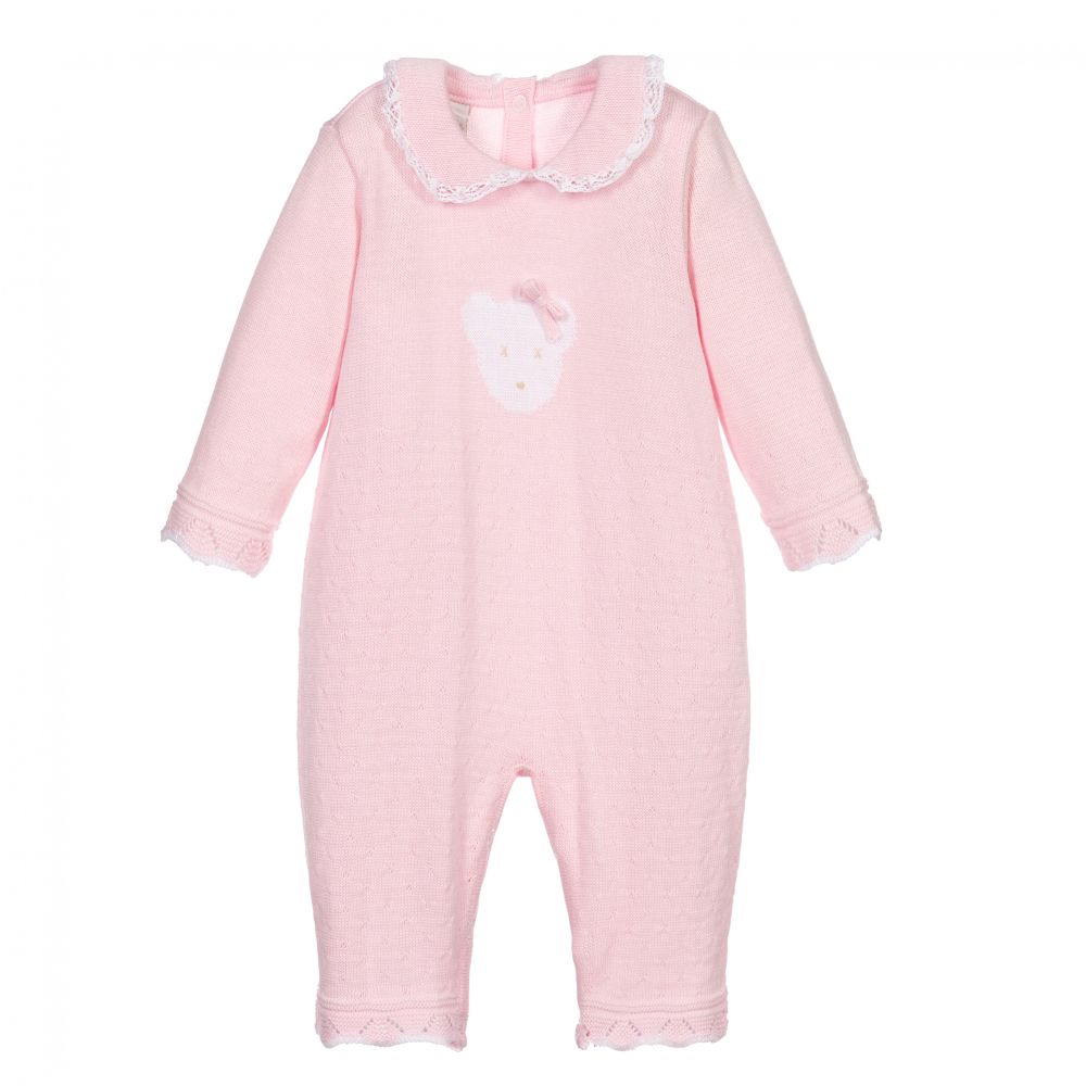 Pretty Originals - Girls Pink Knitted Babysuit | Childrensalon