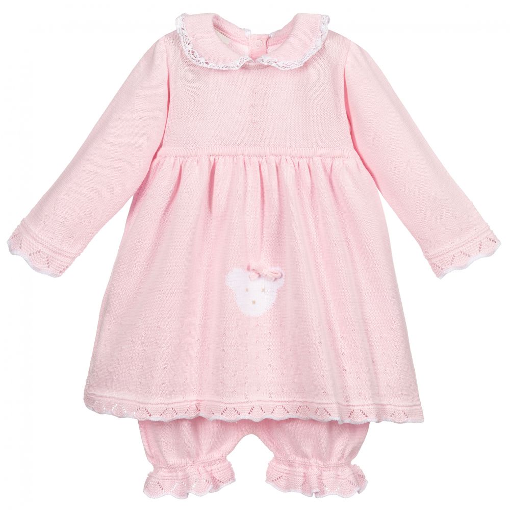 Pretty Originals - Girls Pink Knitted Dress Set | Childrensalon