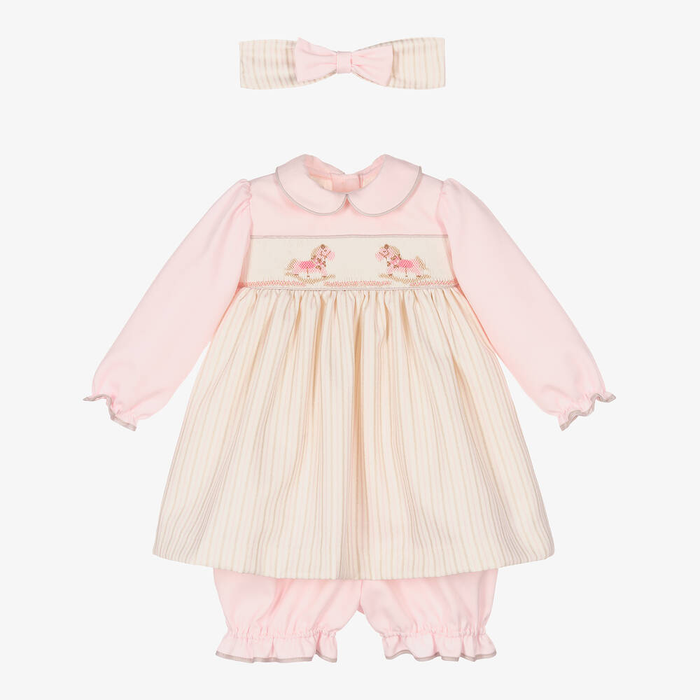 Pretty Originals - Girls Pink Smocked Dress Set | Childrensalon