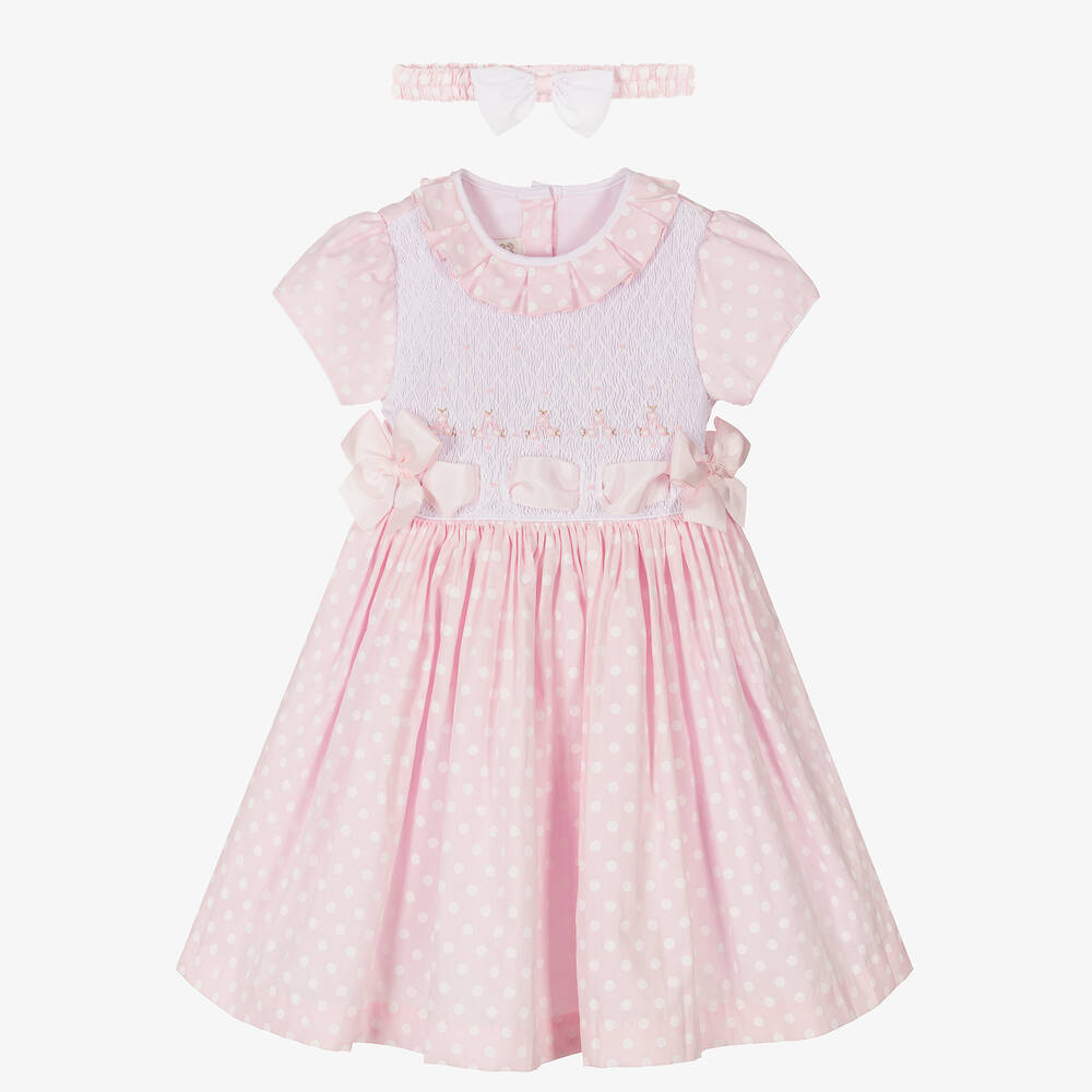 Pretty Originals - Girls Pink Smocked Dress Set | Childrensalon