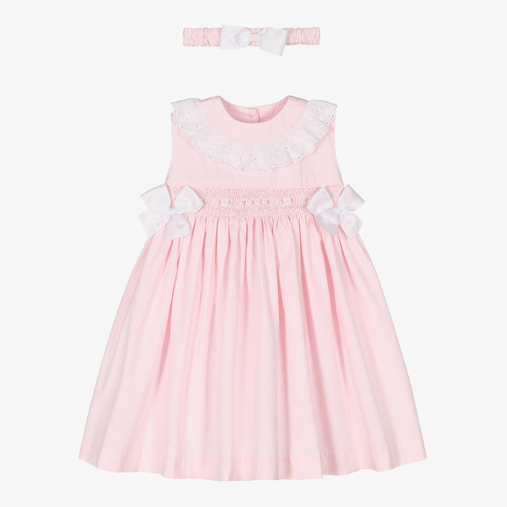 Pretty Originals - Ensemble robe rose smockée fille | Childrensalon