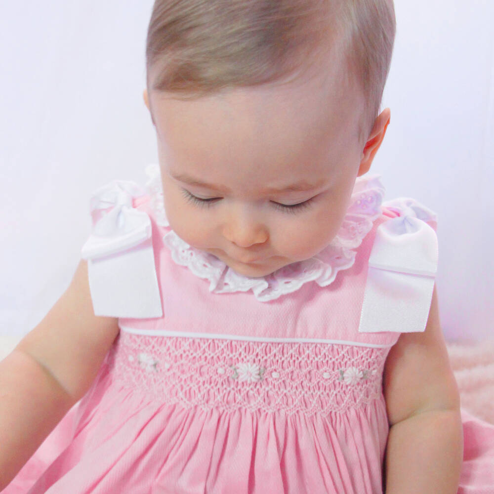 Pretty Originals - Girls Pink Smocked Dress Set | Childrensalon Outlet