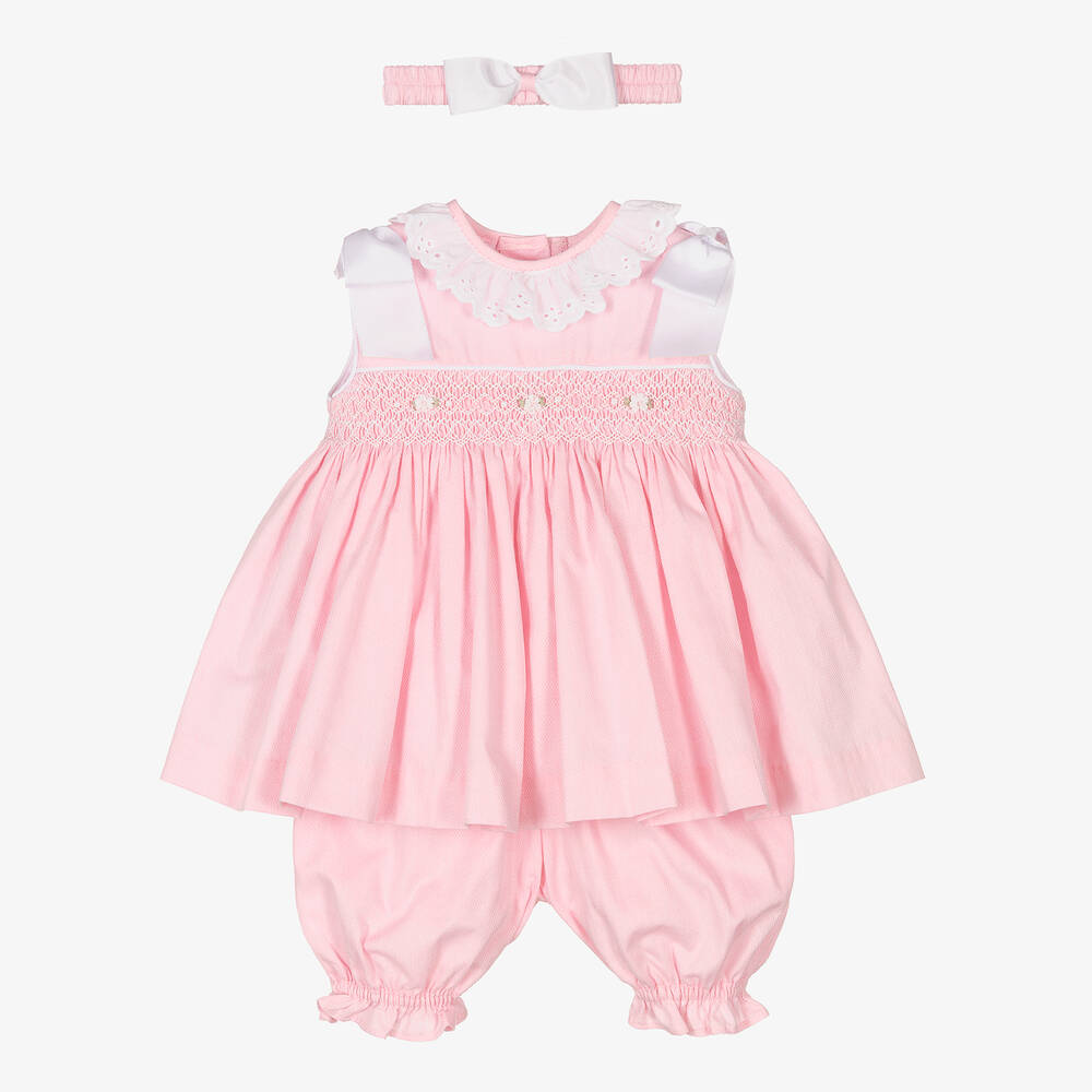 Pretty Originals - Girls Pink Smocked Dress Set | Childrensalon