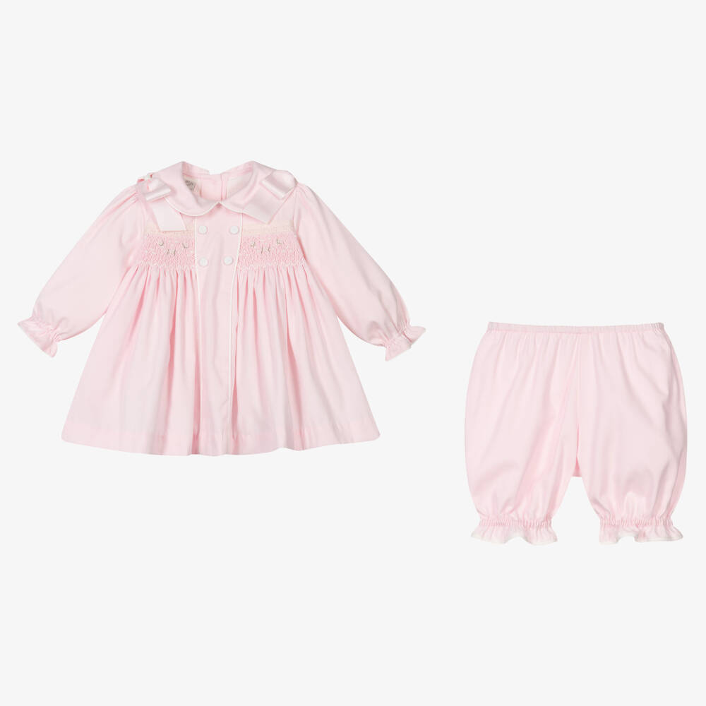 Pretty Originals-Girls Pink Smocked Dress Set | Childrensalon Outlet
