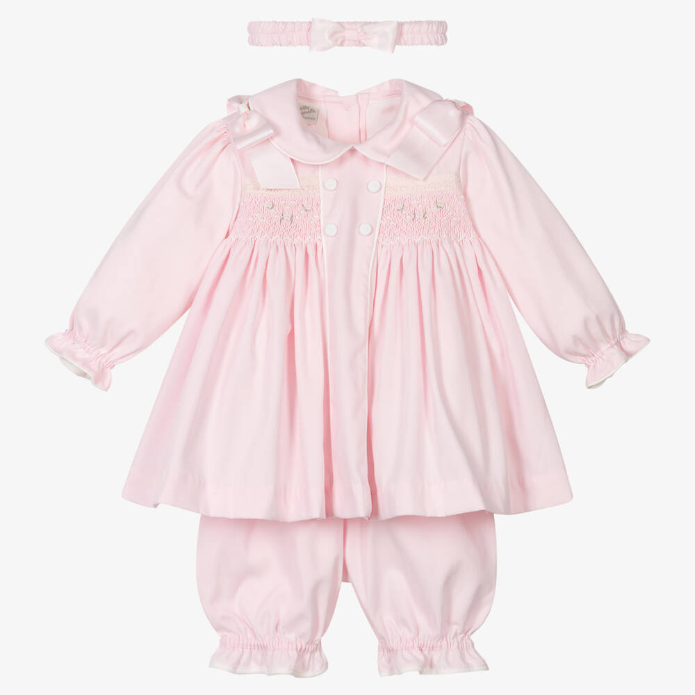 Pretty Originals-Girls Pink Smocked Dress Set | Childrensalon Outlet