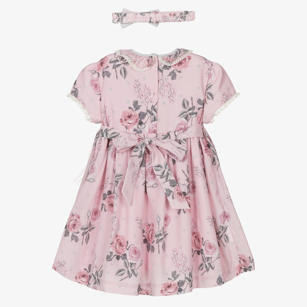 Pretty Originals-فستان بتطريز سموك لون زهري | Childrensalon Outlet