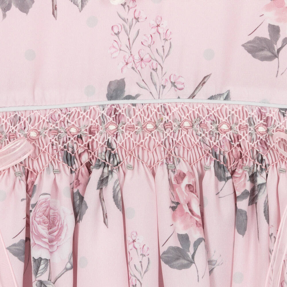 Pretty Originals-فستان بتطريز سموك لون زهري | Childrensalon Outlet