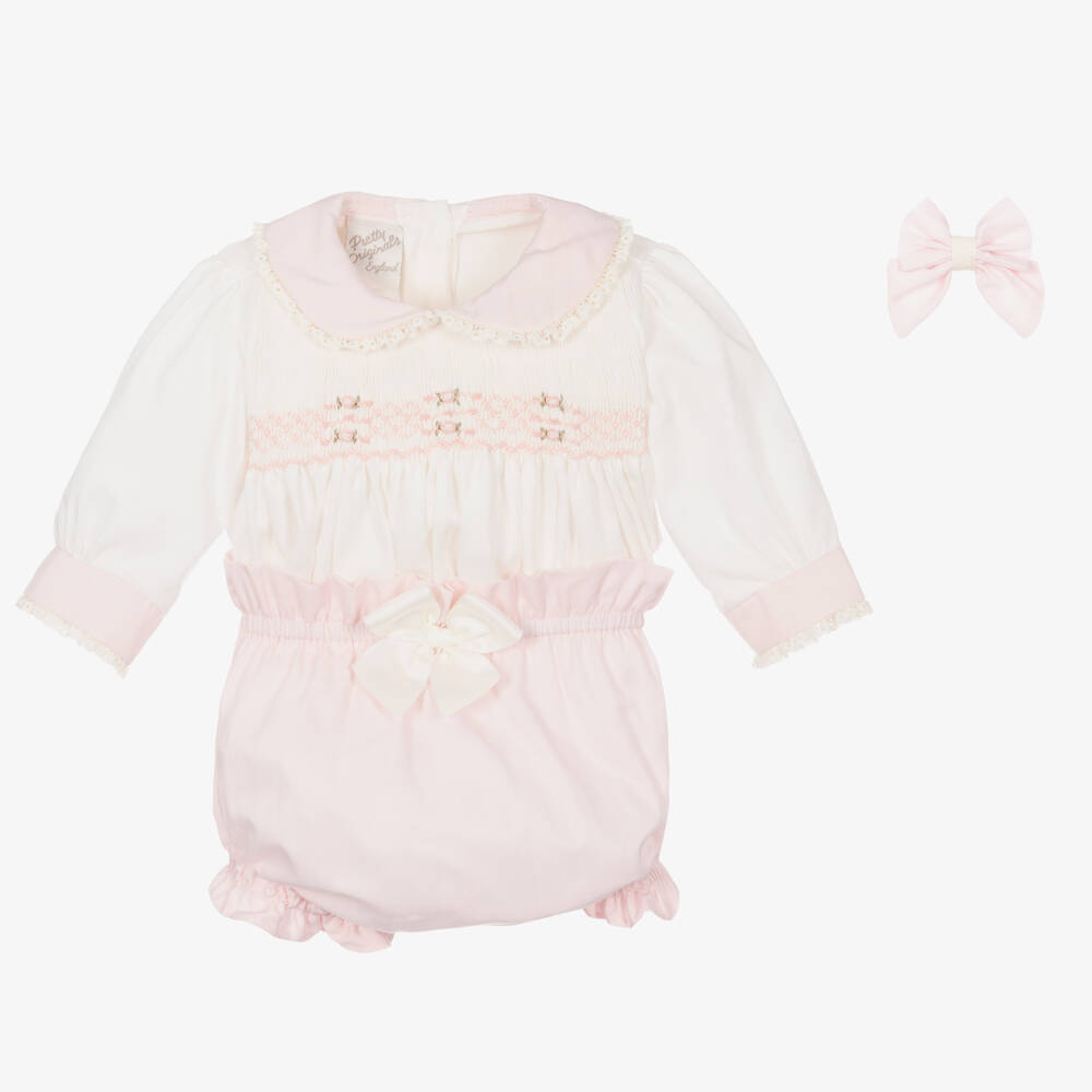 Pretty Originals-Girls Pink Smocked Shorts Outfit | Childrensalon Outlet