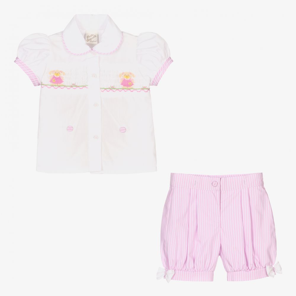 بريتي أوريجينال-طقم شورت أطفال بناتي لون زهري | Childrensalon Outlet