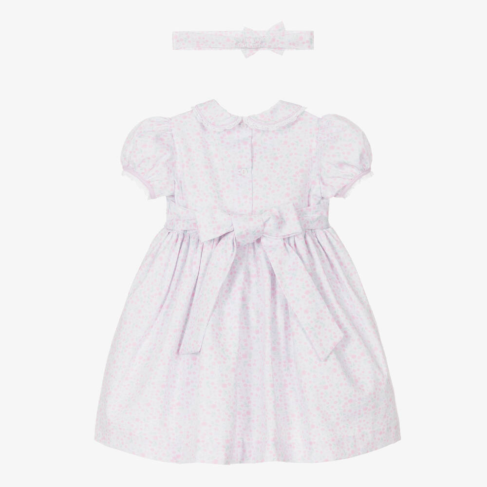 Pretty Originals Girls Pink White Cotton Dress Set Childrensalon Outlet