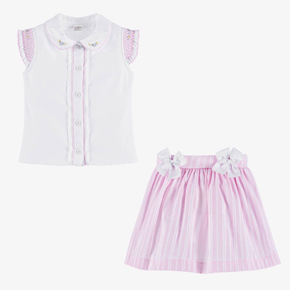 Girl Handpainted Skirt Set - Pink