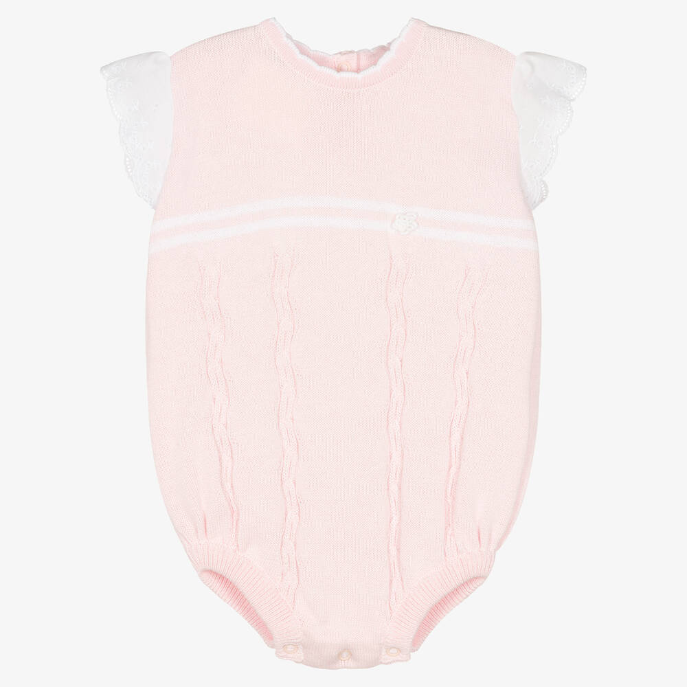 Pretty Originals - Girls Pink & White Knitted Shortie  | Childrensalon