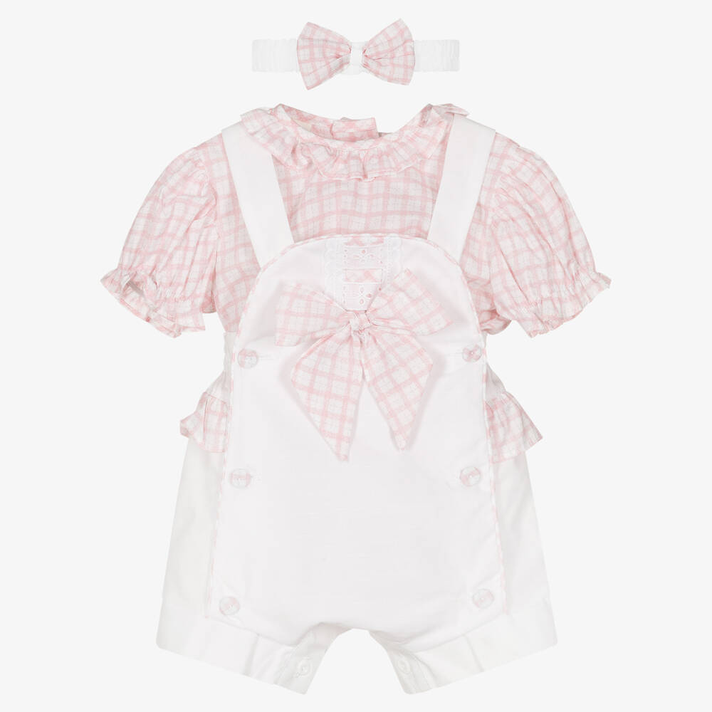 Pretty Originals - Girls Pink & White Shorts Set | Childrensalon