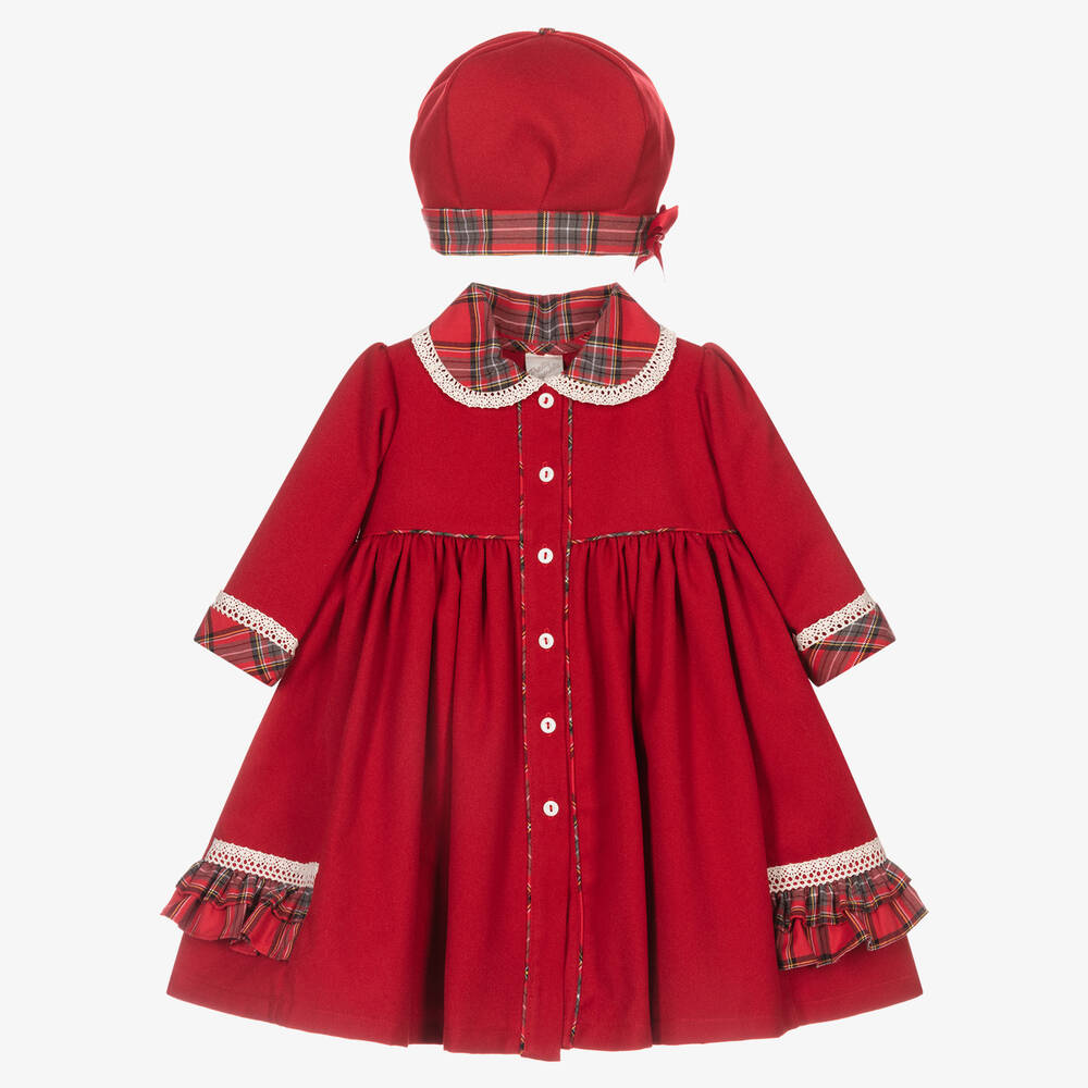 Pretty Originals - Girls Red Coat & Hat Set | Childrensalon