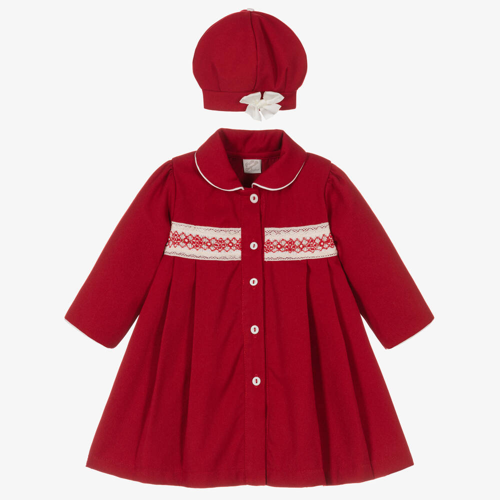 Pretty Originals - Manteau et bonnet rouges fille | Childrensalon