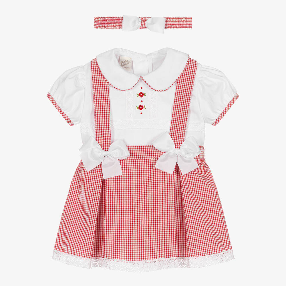 Pretty Originals-Girls Red Gingham Cotton Skirt Set | Childrensalon Outlet