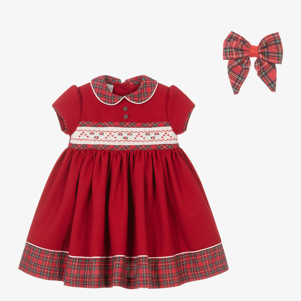 Pretty Originals - Girls Red Tartan Dress Set  | Childrensalon