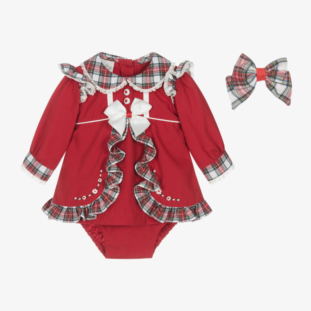Pretty Originals-Girls Red Tartan Ruffle Outfit | Childrensalon Outlet