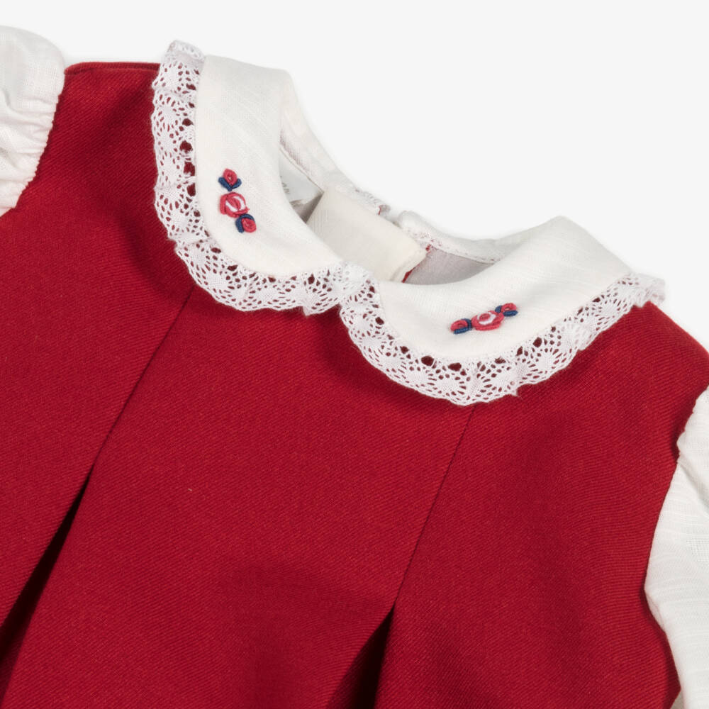 Pretty Originals-Платье с плиссированным воротником красное для девочек | Childrensalon Outlet